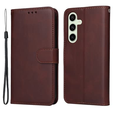 SKALO Samsung S24 FE PU-nahkainen Lompakkokotelo - Ruskea