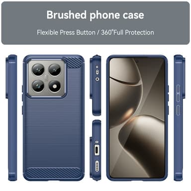 SKALO Xiaomi 14T Armor Carbon Iskunkestävä TPU suojakuori - Sininen