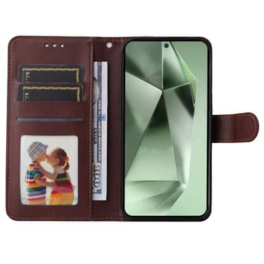 SKALO Samsung S24 FE PU-nahkainen Lompakkokotelo - Ruskea
