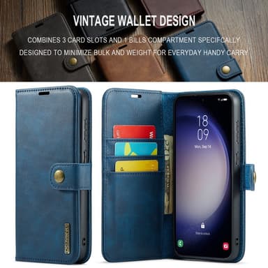 DG MING Samsung S24 FE 2-in-1 magneetti lompakkokotelo - Sininen