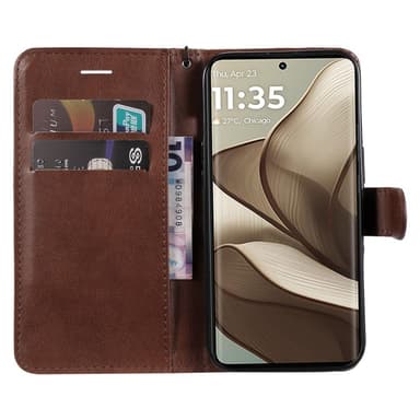 SKALO Motorola Edge 50 5G PU-nahkainen Lompakkokotelo - Ruskea