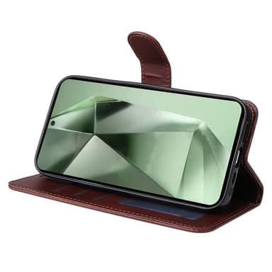 SKALO Samsung S24 FE PU-nahkainen Lompakkokotelo - Ruskea