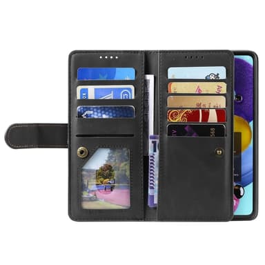 SKALO Motorola Moto G35 5G Big Wallet 9-Korttitasku Lompakkokotelo - Musta