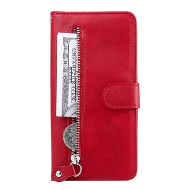 SKALO Xiaomi Redmi 14C Classic Lompakkokotelo vetoketjullinen lokero - Punainen