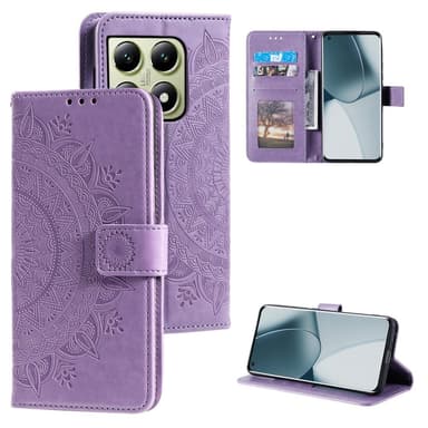 SKALO Xiaomi 14T Pro Mandala lompakkokotelo - Violetti
