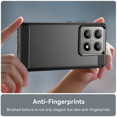 SKALO Xiaomi 14T Pro Armor Carbon Iskunkestävä TPU suojakuori - Musta