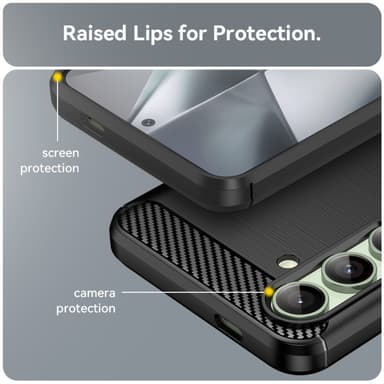 SKALO Samsung S24 FE Armor Carbon Iskunkestävä TPU suojakuori - Musta