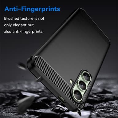SKALO Samsung S24 FE Armor Carbon Iskunkestävä TPU suojakuori - Musta