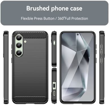 SKALO Samsung S24 FE Armor Carbon Iskunkestävä TPU suojakuori - Musta