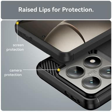 SKALO Xiaomi 14T Pro Armor Carbon Iskunkestävä TPU suojakuori - Musta