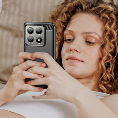SKALO Xiaomi 14T Pro Armor Carbon Iskunkestävä TPU suojakuori - Musta