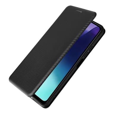 SKALO Xiaomi Redmi 14C Carbon Fiber Lompakkokotelo - Musta