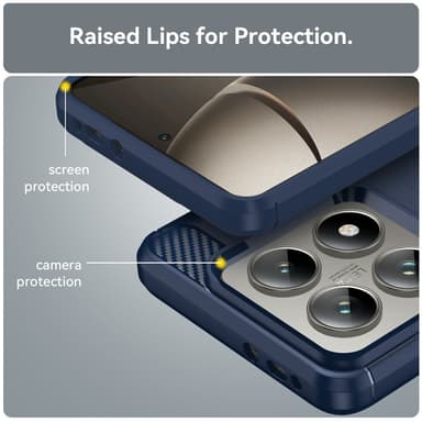 SKALO Xiaomi 14T Pro Armor Carbon Iskunkestävä TPU suojakuori - Sininen
