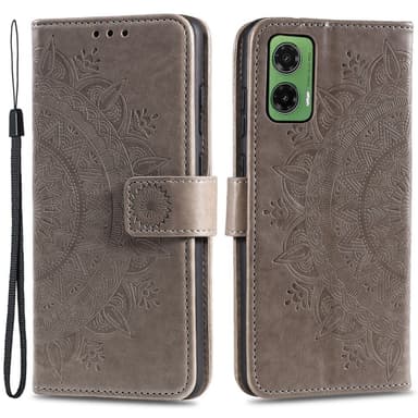 SKALO Motorola Moto G35 5G Mandala lompakkokotelo - Harmaa