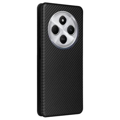 SKALO Xiaomi Redmi 14C Carbon Fiber Lompakkokotelo - Musta