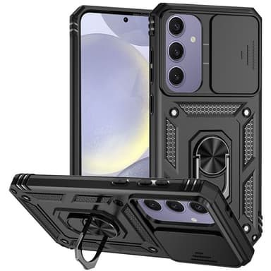 SKALO Samsung S24 FE Armor hybridi metallirengas kameran liukusäädin - Musta