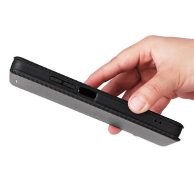 SKALO Xiaomi Redmi 14C Carbon Fiber Lompakkokotelo - Musta