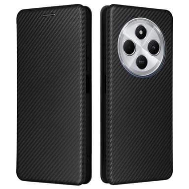 SKALO Xiaomi Redmi 14C Carbon Fiber Lompakkokotelo - Musta