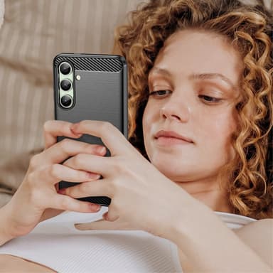 SKALO Samsung S24 FE Armor Carbon Iskunkestävä TPU suojakuori - Musta