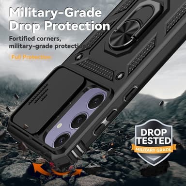 SKALO Samsung S24 FE Armor hybridi metallirengas kameran liukusäädin - Musta