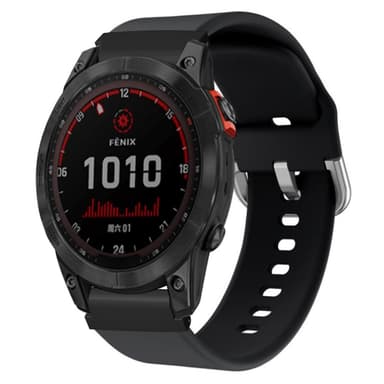 SKALO Garmin Fenix 7S/7S Pro 42mm Silikoniranneke Muotoiltu - Musta