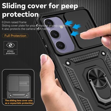 SKALO Samsung S24 FE Armor hybridi metallirengas kameran liukusäädin - Musta