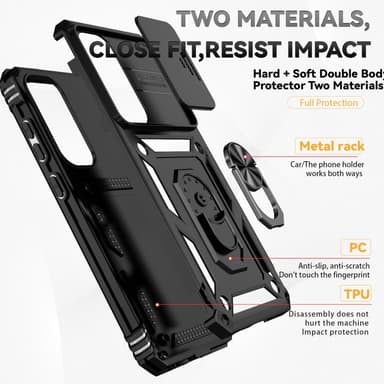 SKALO Samsung S24 FE Armor hybridi metallirengas kameran liukusäädin - Musta