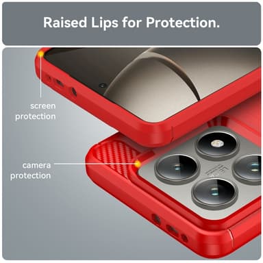 SKALO Xiaomi 14T Armor Carbon Iskunkestävä TPU suojakuori - Punainen