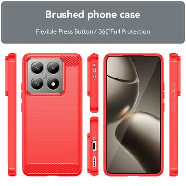 SKALO Xiaomi 14T Armor Carbon Iskunkestävä TPU suojakuori - Punainen