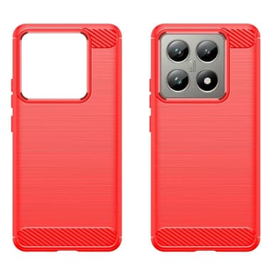 SKALO Xiaomi 14T Armor Carbon Iskunkestävä TPU suojakuori - Punainen