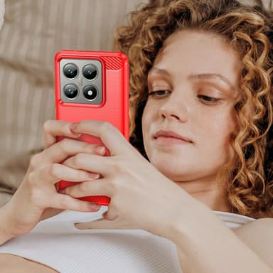 SKALO Xiaomi 14T Armor Carbon Iskunkestävä TPU suojakuori - Punainen