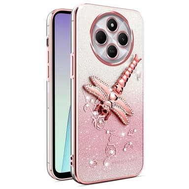 SKALO Xiaomi Redmi 14C KADEM Dragonfly Glitter Suojakuori - Ruusukulta