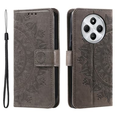 SKALO Xiaomi Redmi 14C Mandala lompakkokotelo - Harmaa