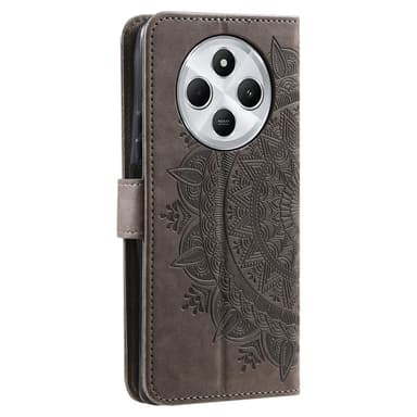 SKALO Xiaomi Redmi 14C Mandala lompakkokotelo - Harmaa