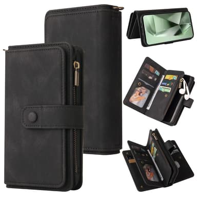 SKALO Samsung S24 FE Big Wallet 17-lokeroa Lompakkokotelo - Musta