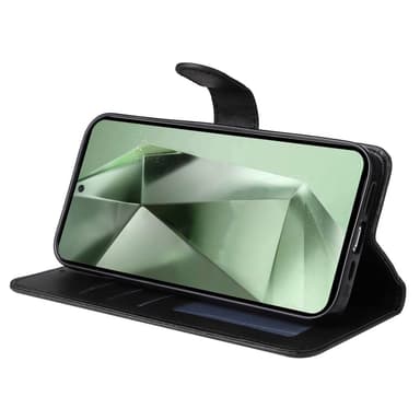 SKALO Samsung S24 FE PU-nahkainen Lompakkokotelo - Musta