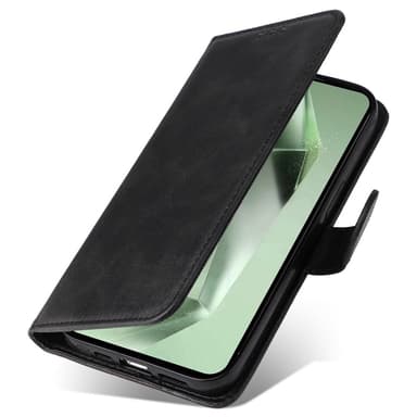 SKALO Samsung S24 FE PU-nahkainen Lompakkokotelo - Musta