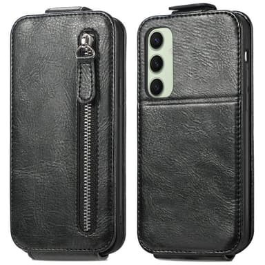 SKALO Samsung S24 FE Vertical Flip Lompakkokotelo - Musta
