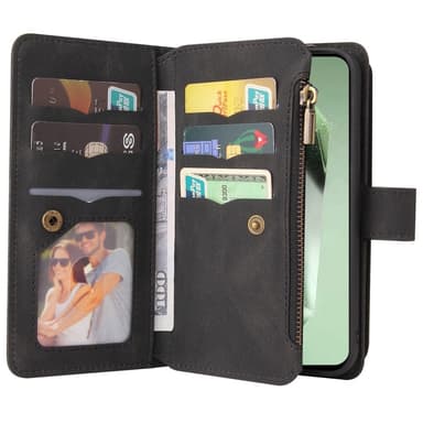SKALO Samsung S24 FE Big Wallet 17-lokeroa Lompakkokotelo - Musta