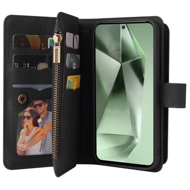 SKALO Samsung S24 FE Big Wallet 17-lokeroa Lompakkokotelo - Musta