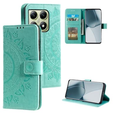 SKALO Xiaomi 14T Pro Mandala lompakkokotelo - Turkoosi