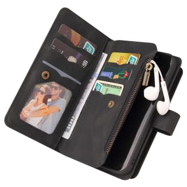 SKALO Samsung S24 FE Big Wallet 17-lokeroa Lompakkokotelo - Musta