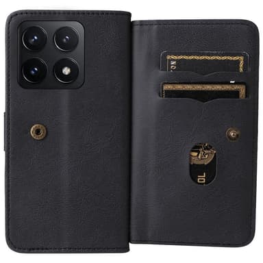 SKALO Xiaomi 14T Pro 10-lokeroa Lompakkokotelo - Musta