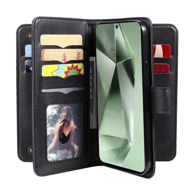 SKALO Samsung S24 FE 10-lokeroa Lompakkokotelo - Musta