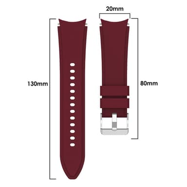 SKALO Samsung Watch 6 Classic 43mm/47mm Silikoniranneke Muotoiltu - Viininpunainen