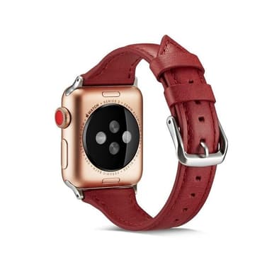 SKALO Kapea nahkaranneke Apple Watch Series 4-6 40mm - Punainen