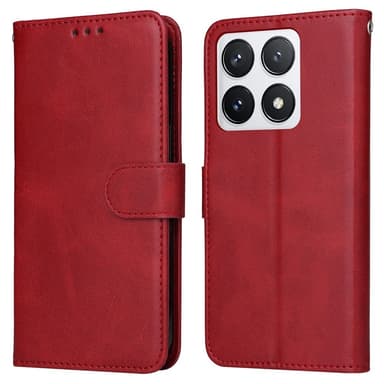 SKALO Xiaomi 14T Pro PU-nahkainen Lompakkokotelo - Punainen