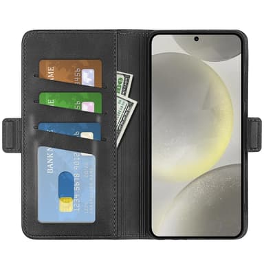 SKALO Samsung S24 FE Premium Wallet Lompakkokotelo - Musta