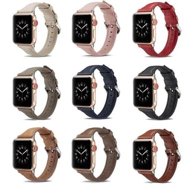 SKALO Kapea nahkaranneke Apple Watch Series 4-6 40mm - Punainen