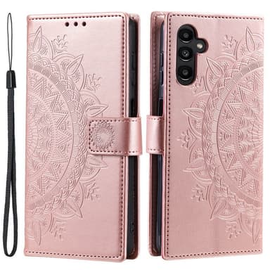 SKALO Samsung S24 FE Mandala lompakkokotelo - Ruusukulta